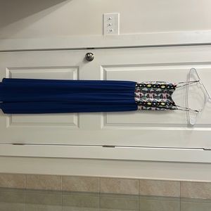 Long dark blue maxi with criss cross back